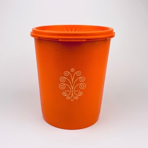 Vintage Harvest Orange Plastic Tupperware Countertop Servalier Container - #809-3 - Maxi-Canister