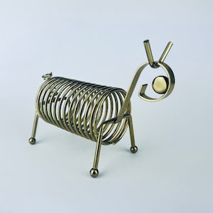 Vintage Gold Metal Whimsical Caterpillar Coil Desktop Letter/File Holder - Gold Office Decor