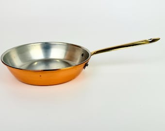 Vintage jaren 1970 6 inch koperen koekenpan messing handvat kleine koekenpan decor