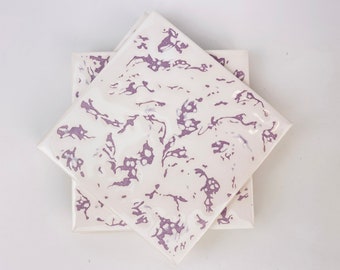 Vintage MCM Cristal Ceramic Glazed Tiles - Round + Square Tiles - 'Lilac Cloud' - Made in England - New Old Stock - Sets Sold Separately