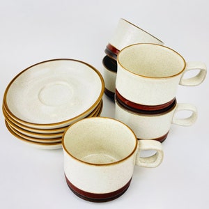 Vintage Denby &#39;Potters Wheel&#39; Kollektion - Tasse + Untertassen-Set - Made in England - Sets separat erhältlich