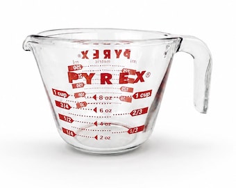 Vintage rode maatbeker van borosilicaatglas uit de jaren 80 - Made in USA
