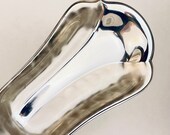 Vintage Mid Century Modern WMF IKORA EP Brass Silver Plate Trinket Tray - Made in Germany - Swirl Shiny Pattern Interior