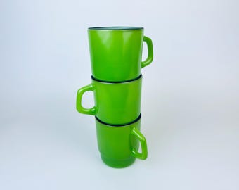 Vintage Anchor Hocking Fire King Black Rim Stacking Glass Mug - Made In USA - Mugs Sold Separately