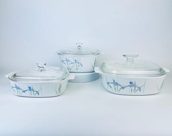 Vintage 'Shadow Iris' Corning Ware Casserole Dish - Made In Canada - Sold Separately