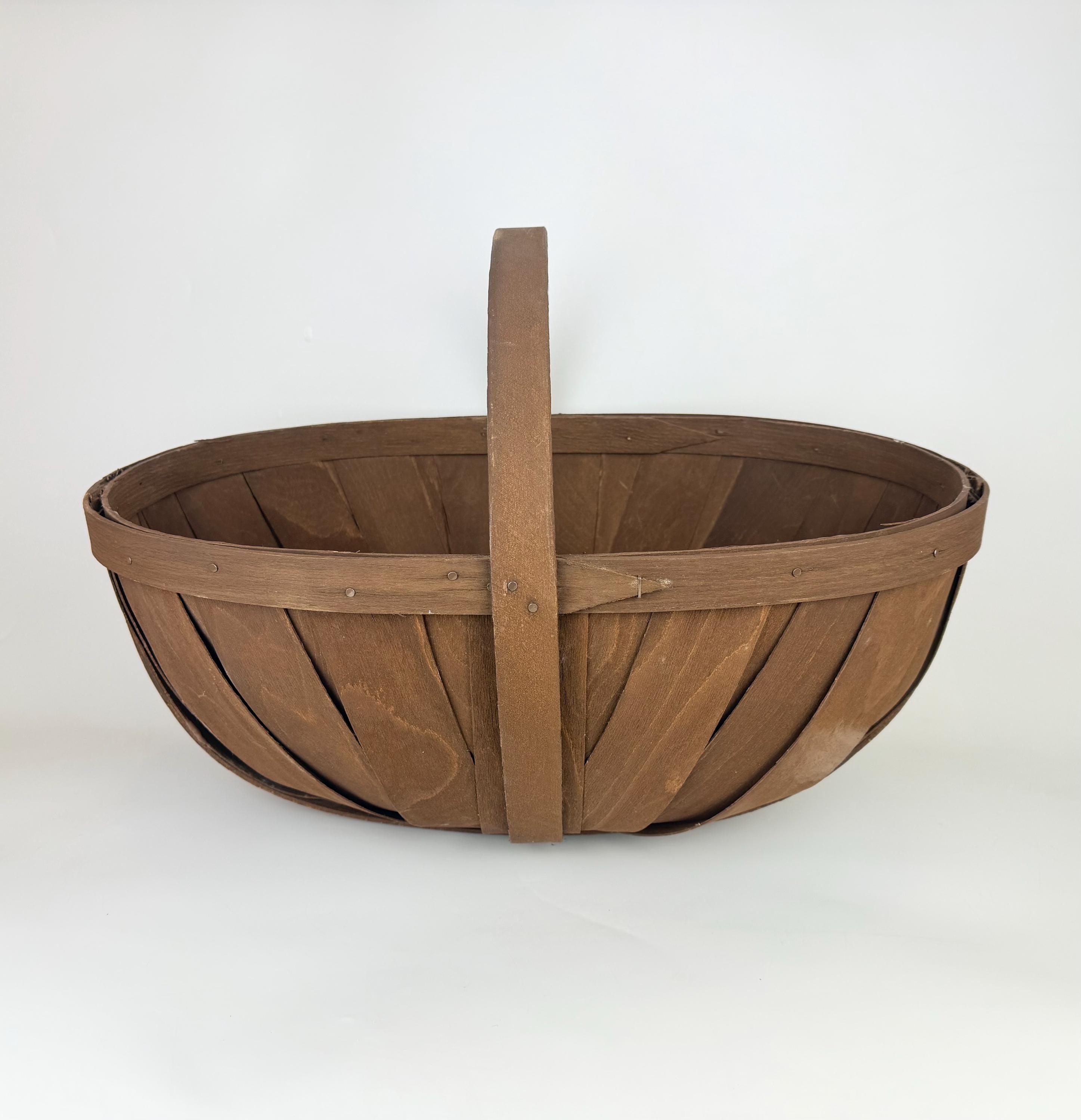Vintage 1970s Split Oak Gathering Basket Ontario Canada - Rustic