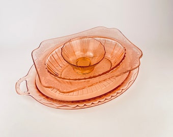 Vintage Pink 'Sweetheart' Pattern Depression Glass - Macbeth Evans - Sold Separately