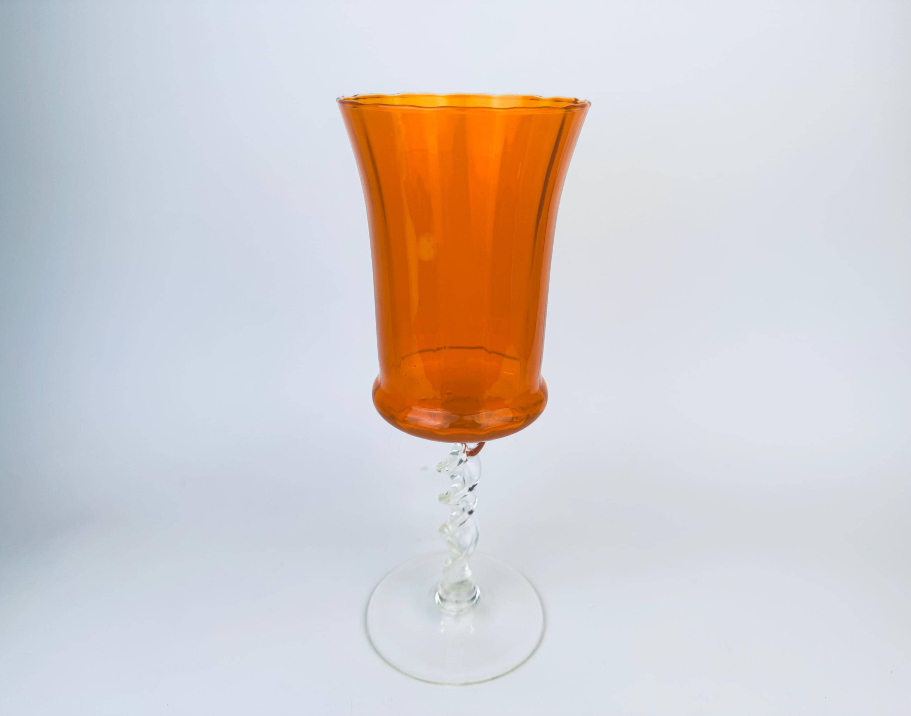 イタリア製　オレンジのガラス花瓶 イタリア製 オレンジのガラス花瓶