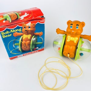 Vintage Bob-Along Bear - Fisher Price Pull Toy - Made In USA