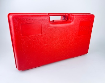Vintage rote Kunststoff LEGO Aufbewahrungsbox - Made in den USA
