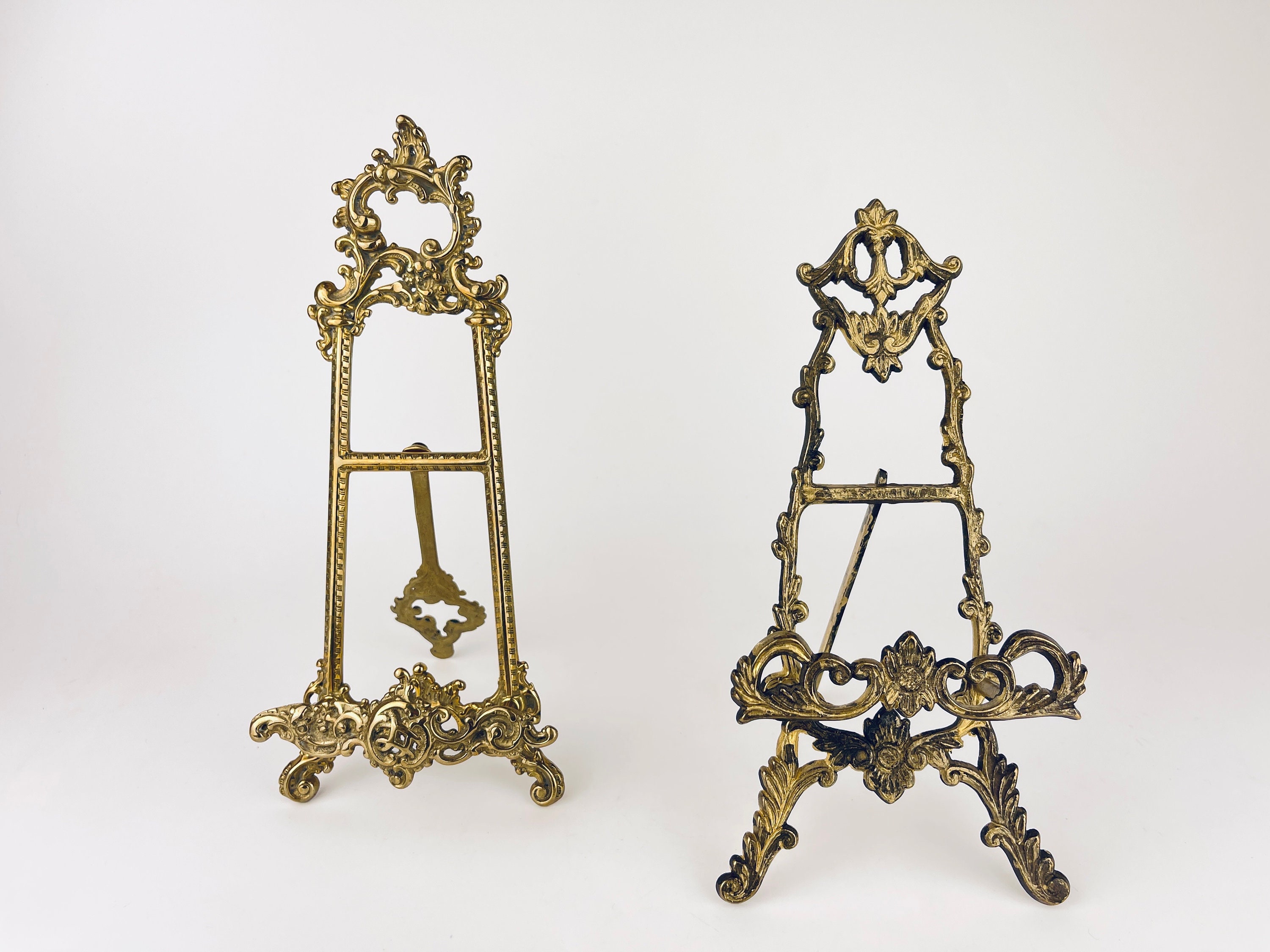 Home Interiors Scroll Ornate Gold Tone Metal Easel Display Stand