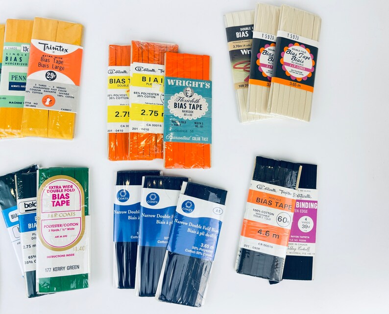 Vintage Schrägband - Verschiedene Farben + Breiten - Made In Canada/USA - New Old Stock (NOS) - Polyester + Baumwollmischung Bild 7