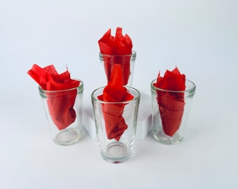 Bicchieri da succo trasparenti pressati vintage - Set di quattro (4)