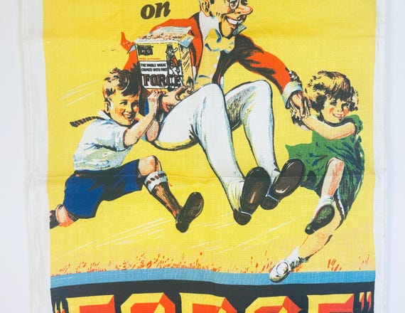 Vintage Force Cereal Sunny Jim Advertising Tea Towel – 1960s Irish