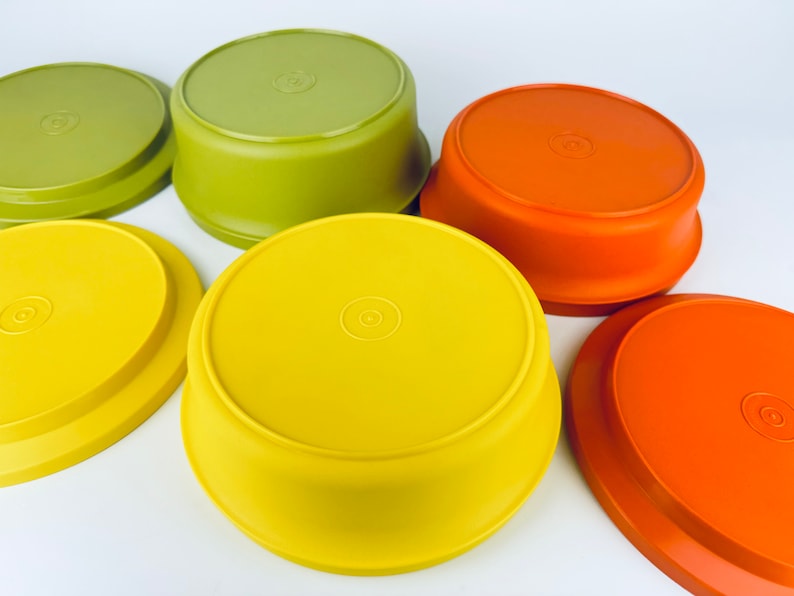 Vintage Plastic Tupperware Container Set - Harvest Orange + Yellow ...