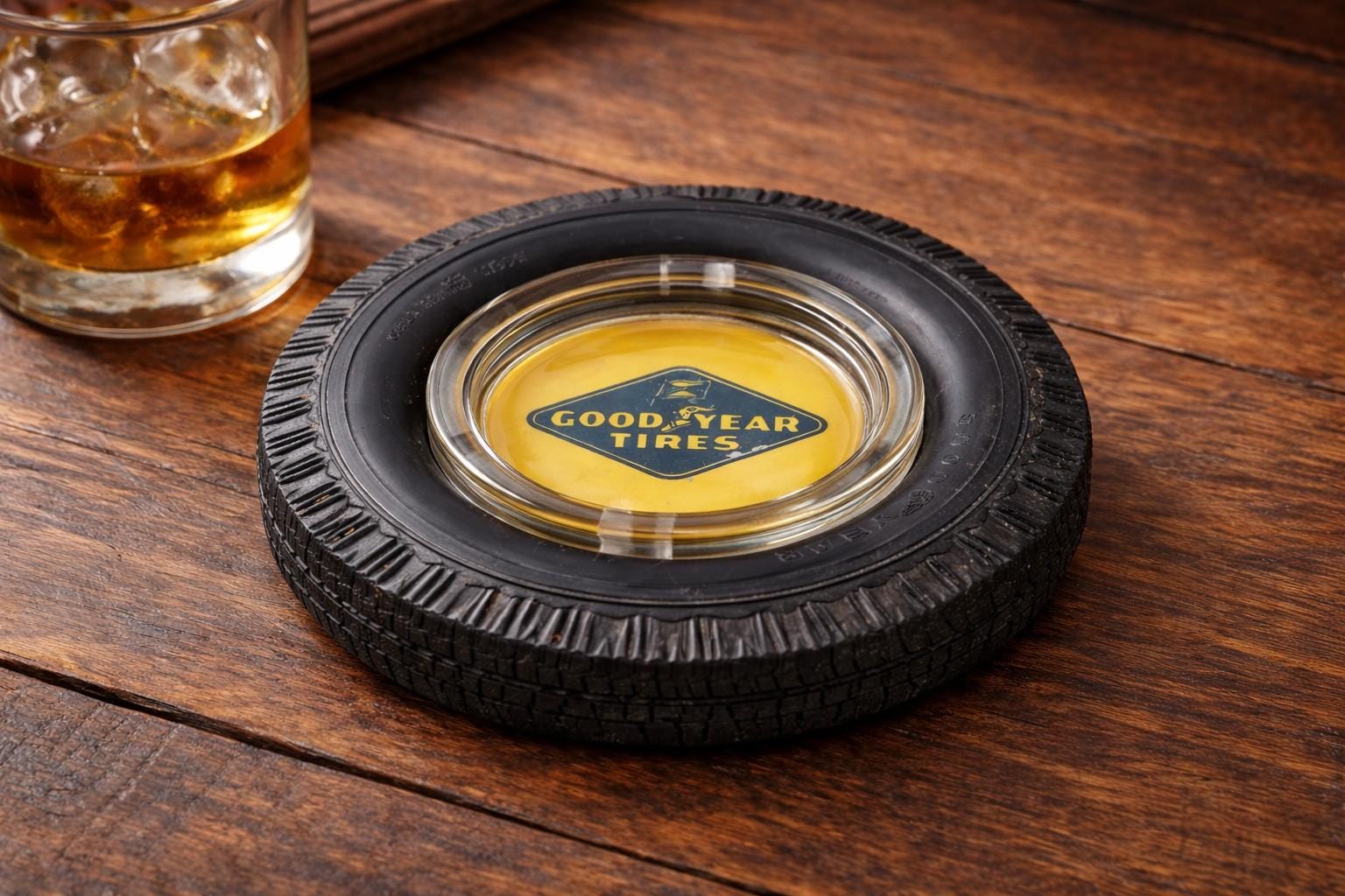 Vintage 'good Year Tires' Rubber + Glass Ashtray - Made in USA - Etsy