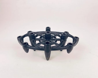 Vintage Japanese Cast Iron 11-Taper Candle Holder – Mid-Century Modern Elegance