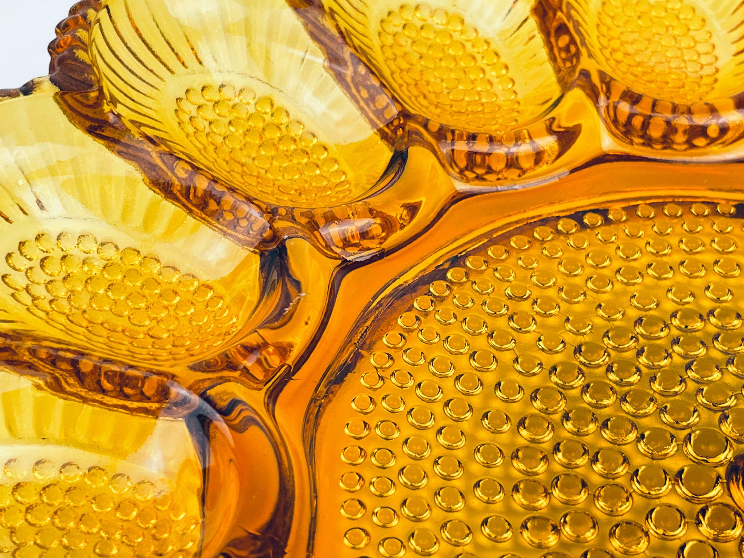 Vintage Amber Glass Egg Plate Sunflower Shaped Indiana Glass Etsy