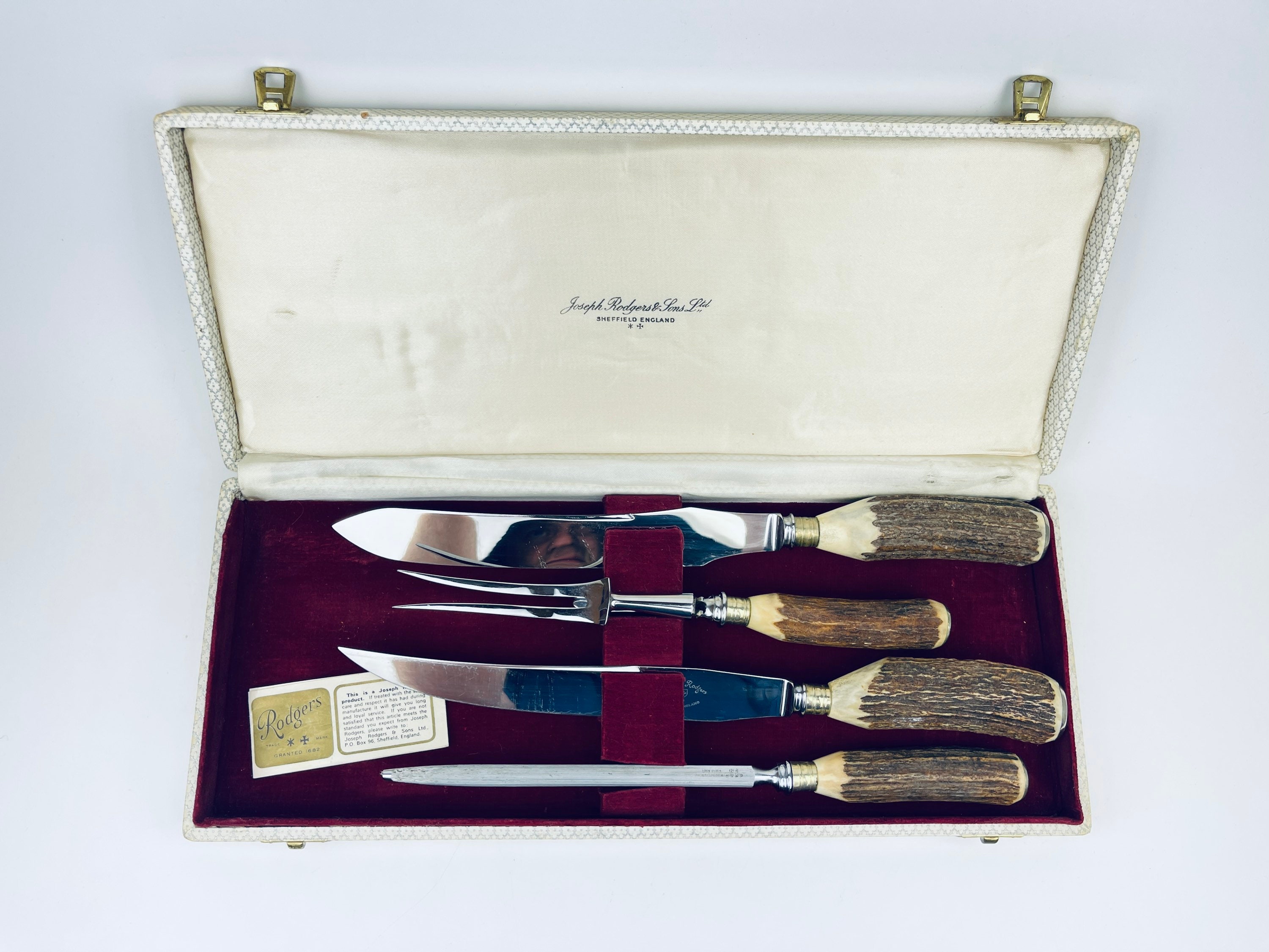 Vintage Joseph Rodgers Sons Stag Antler Serving Knife Set Etsy 日本
