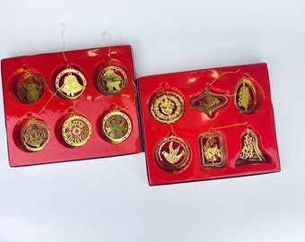 Vintage Solid Brass Christmas Ornament Set - Set of Six (6) - Sold Separately
