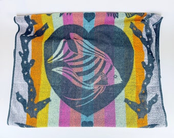 Vintage Angel Fish Heart Beach/Shower Towel - 100% Cotton -  Made By ‘Heritage’ In Poland