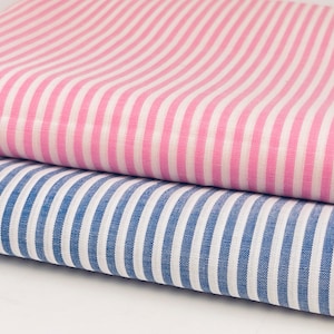 Vintage Pink + Blue Striped Fabric Material - Sold Separately