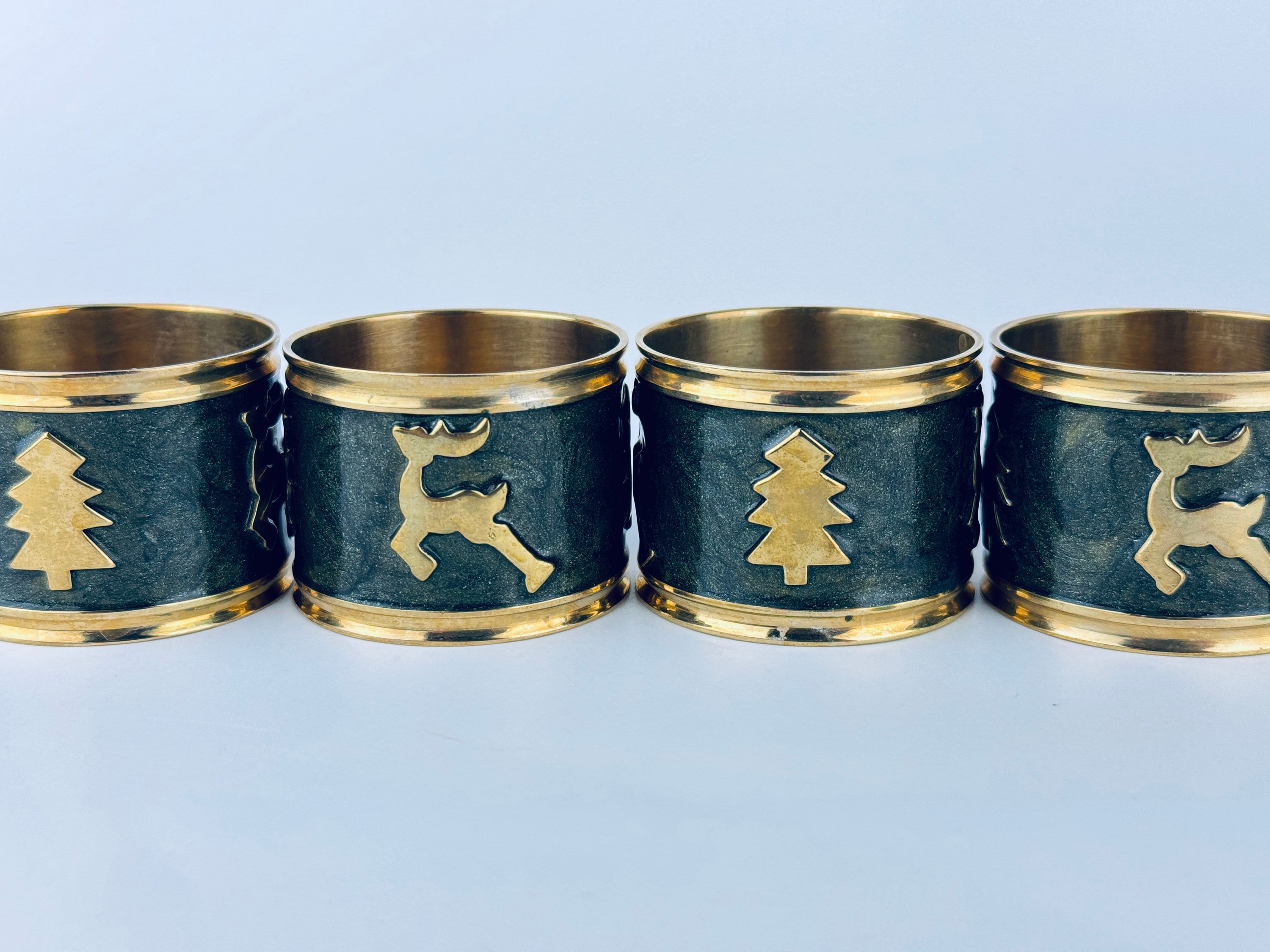 ヴィンテージ ソリッドブラス クリスマスツリー + トナカイ ナプキン
