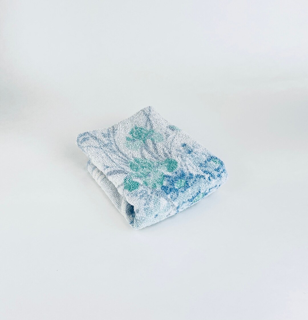 Vintage Blue Floral Rectangular Cannon Hand Towel 100 Etsy