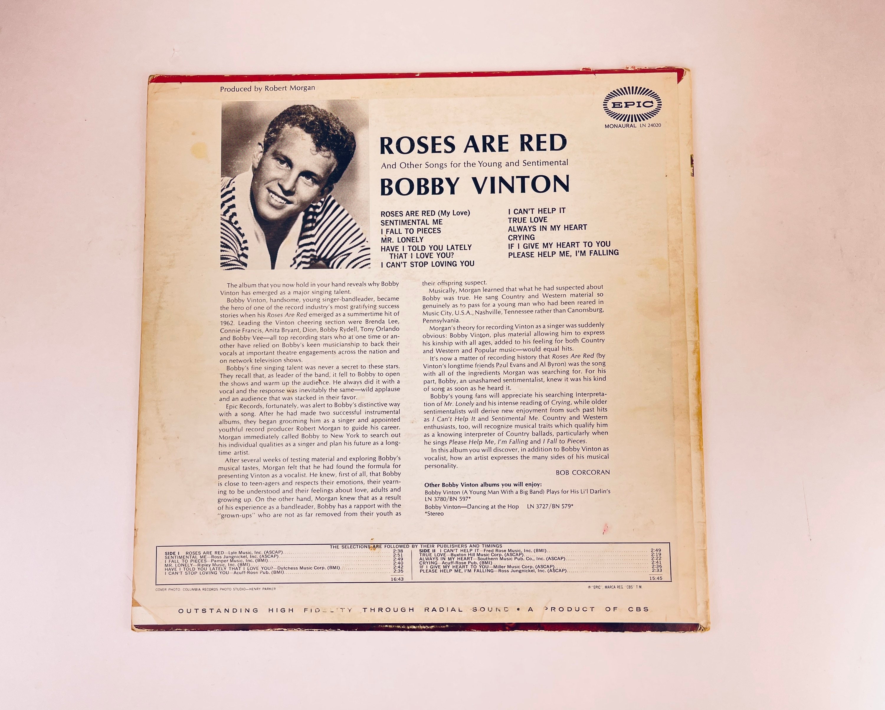 Vintage Bobby Vinton Roses Are Red Vinyl Record Epic Etsy