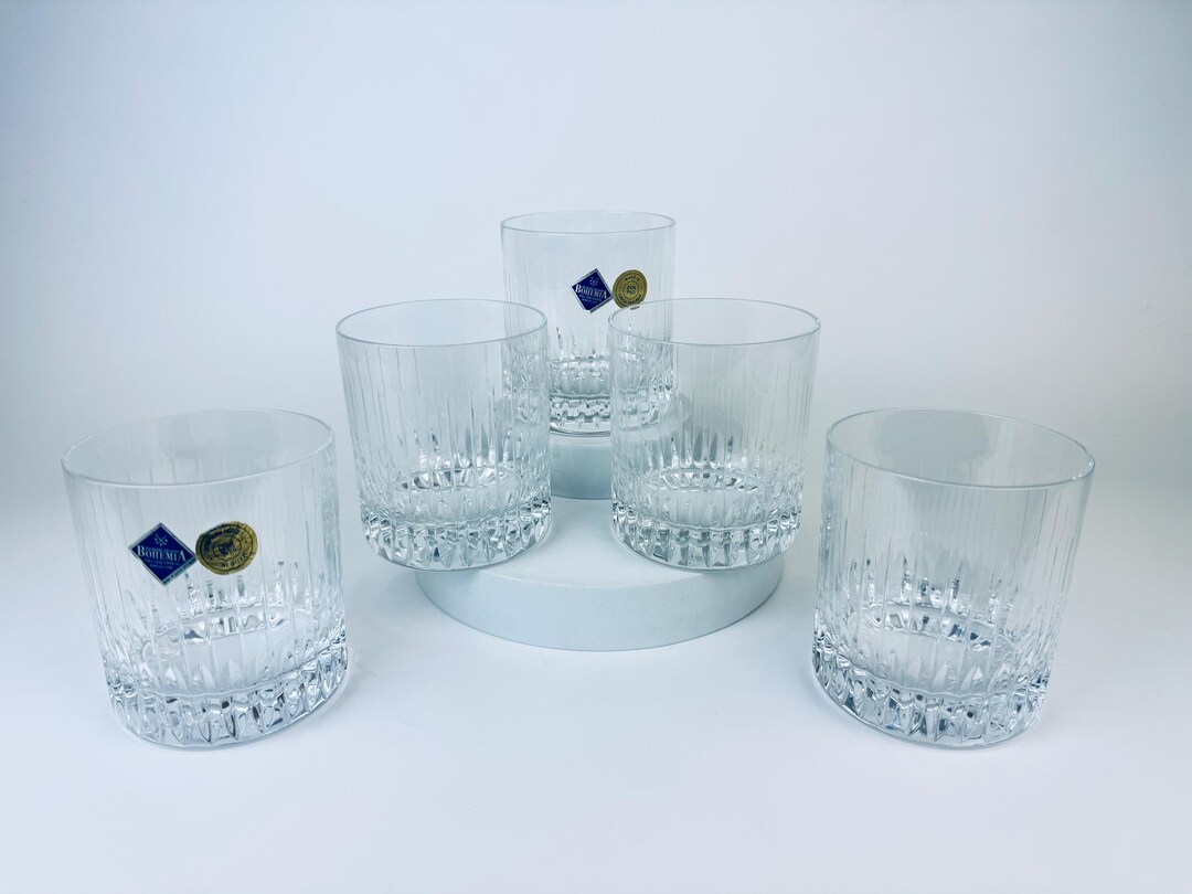 Vintage 'JIHLAVSKÉ SKLÁRNY' Bohemia Crystal Lowball Glasses - Set