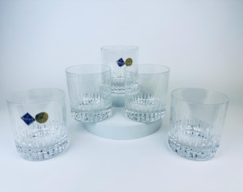 Vintage 'JIHLAVSKÉ SKLÁRNY' Bohemia Crystal Lowball Glasses - Set