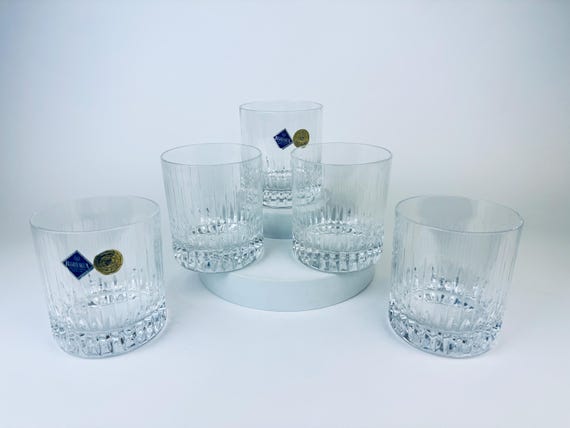 Vintage 'JIHLAVSKÉ SKLÁRNY' Bohemia Crystal Lowball Glasses - Set