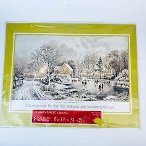 Vintage Christmas Winter Scene Place Mats - Set of Eight (8) - New Old Stock (NOS)