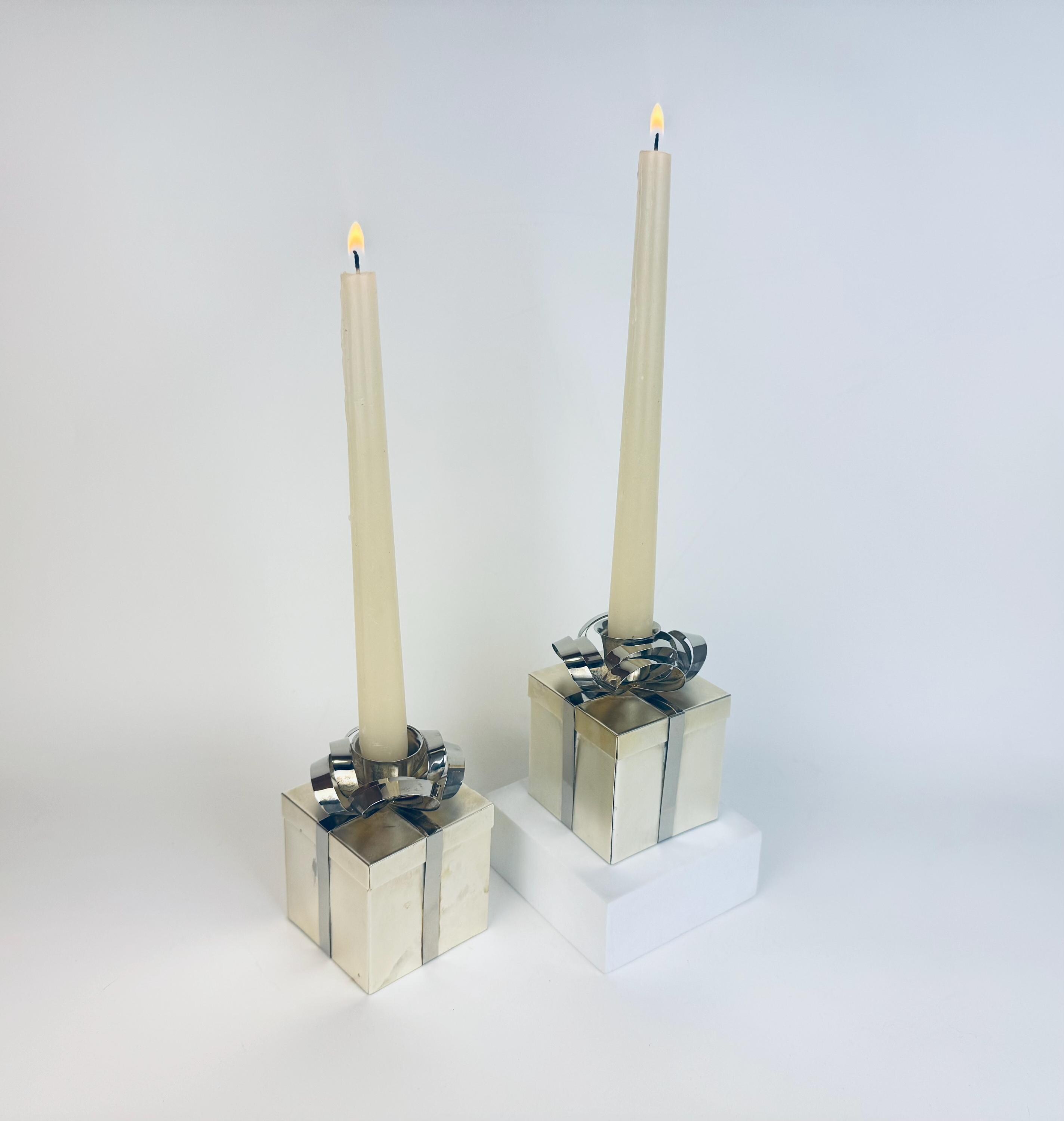 Vintage Godinger “silver Treasures” Gift-box Bow Candleholder Set