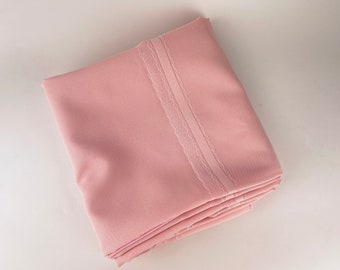 Vintage Rosa Rechteckige Tischdecke - 90er Jahre Tischdecke - Strukturband gestreift