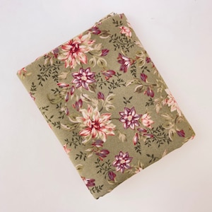 Vintage Green Floral Fabric - 18&quot; x 41&quot; - Two (2) Fat Quarters