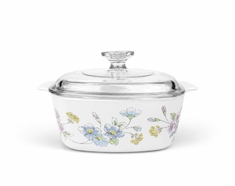 Casseruola vintage Corning Ware con bouquet floreale dai colori pastello - Prodotta in Canada - Piatti venduti separatamente