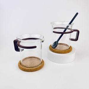 Vintage Brown &#39;Bodum&#39; Espresso Demitasse Glass Coffee Creamer + Sugar Bowl Set - Set Of Two (2)