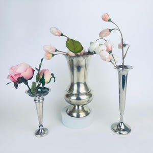 Vasi d&#39;argento assortiti vintage - Centrotavola + composizioni floreali per matrimoni - Set venduti separatamente