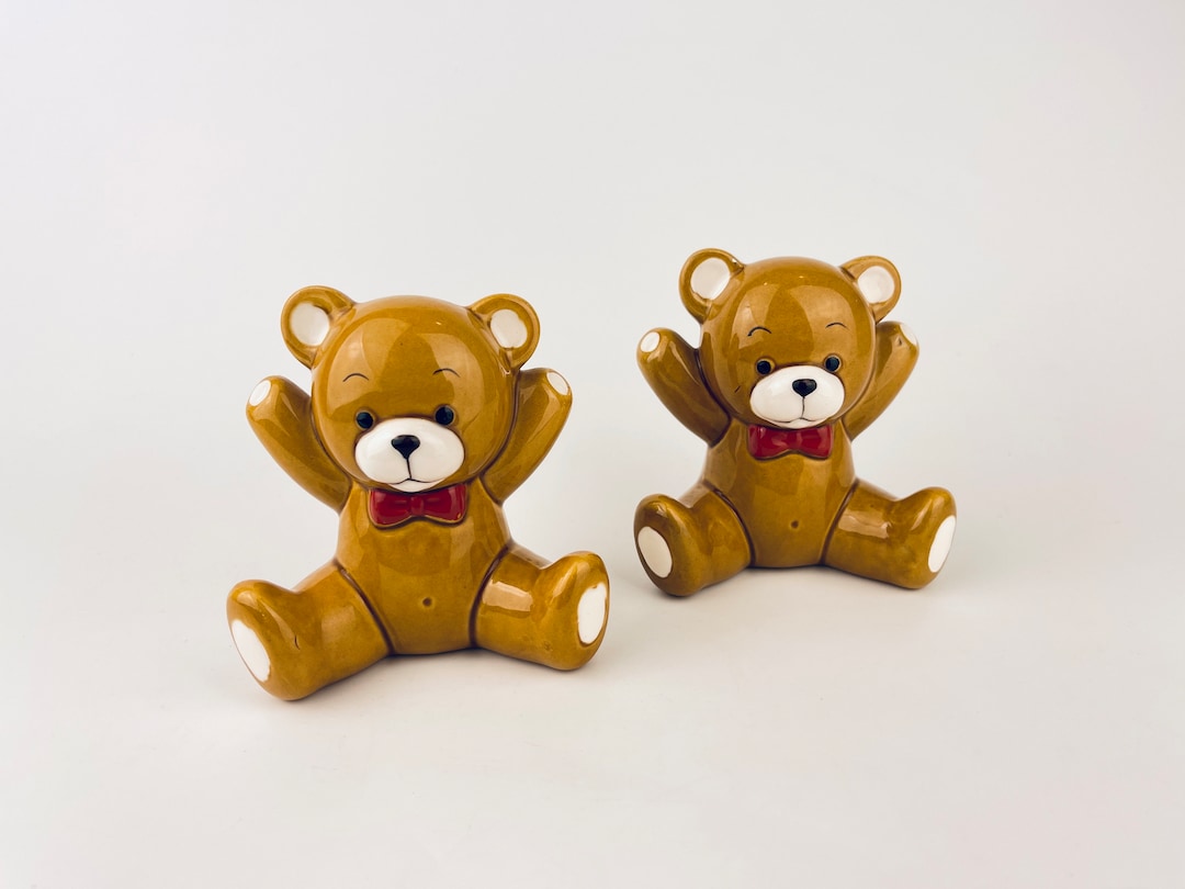 Vintage Glazed Ceramic Teddy Bear Decorations Made in Japan Etsy