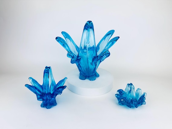 ヴィンテージ コバルトブルー アートガラス デコレーションボウル