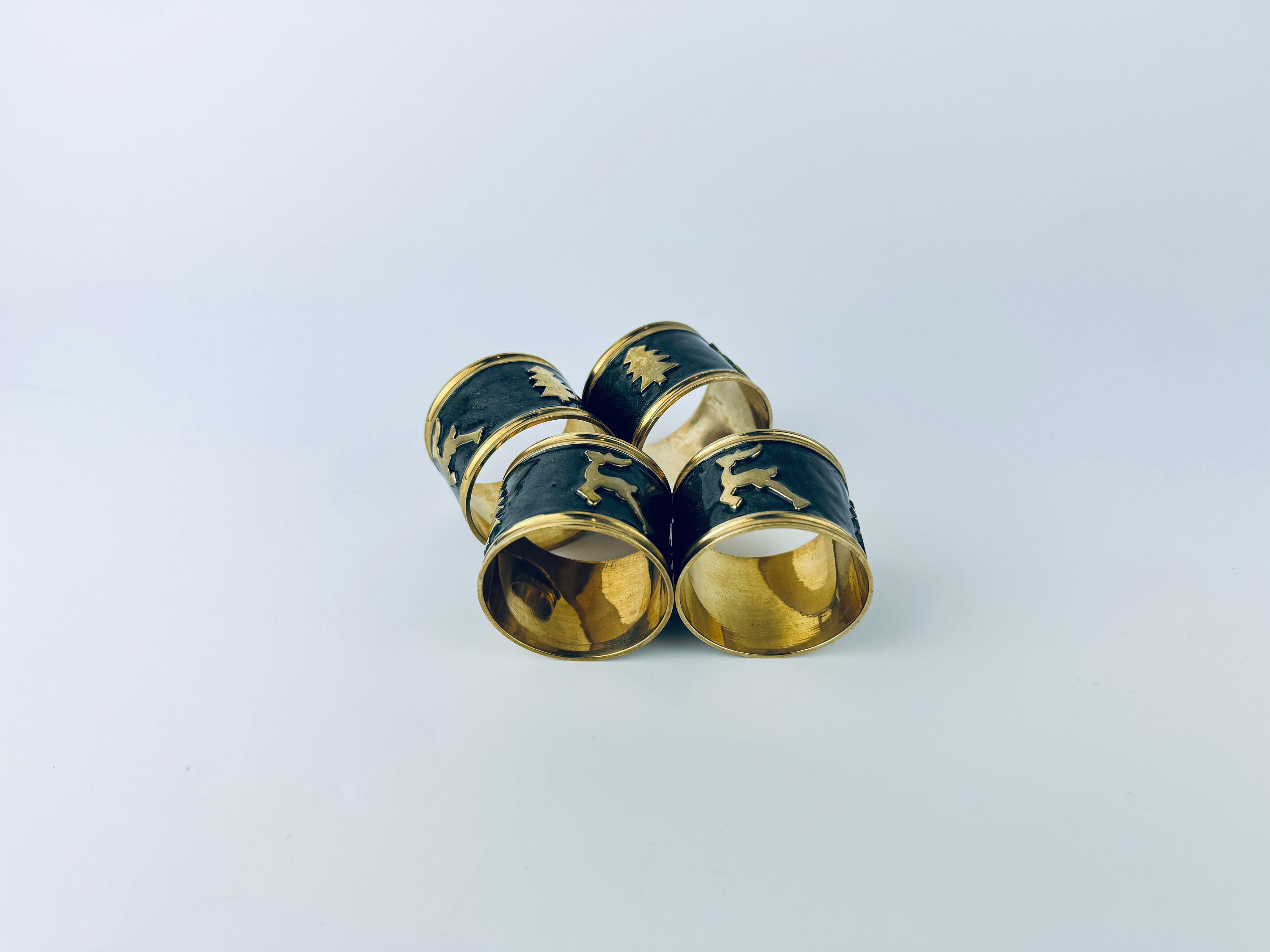 ヴィンテージ ソリッドブラス クリスマスツリー + トナカイ ナプキン