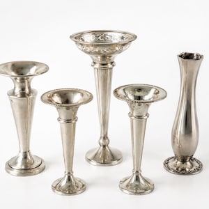 Vintage Curated & Assorted Silver Vases - Centrepiece Wedding Floral Arrangements image 8