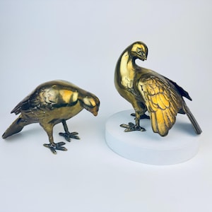 Vintage Solid Brass Figurine Birds Sculpture - Set Of Two (2)