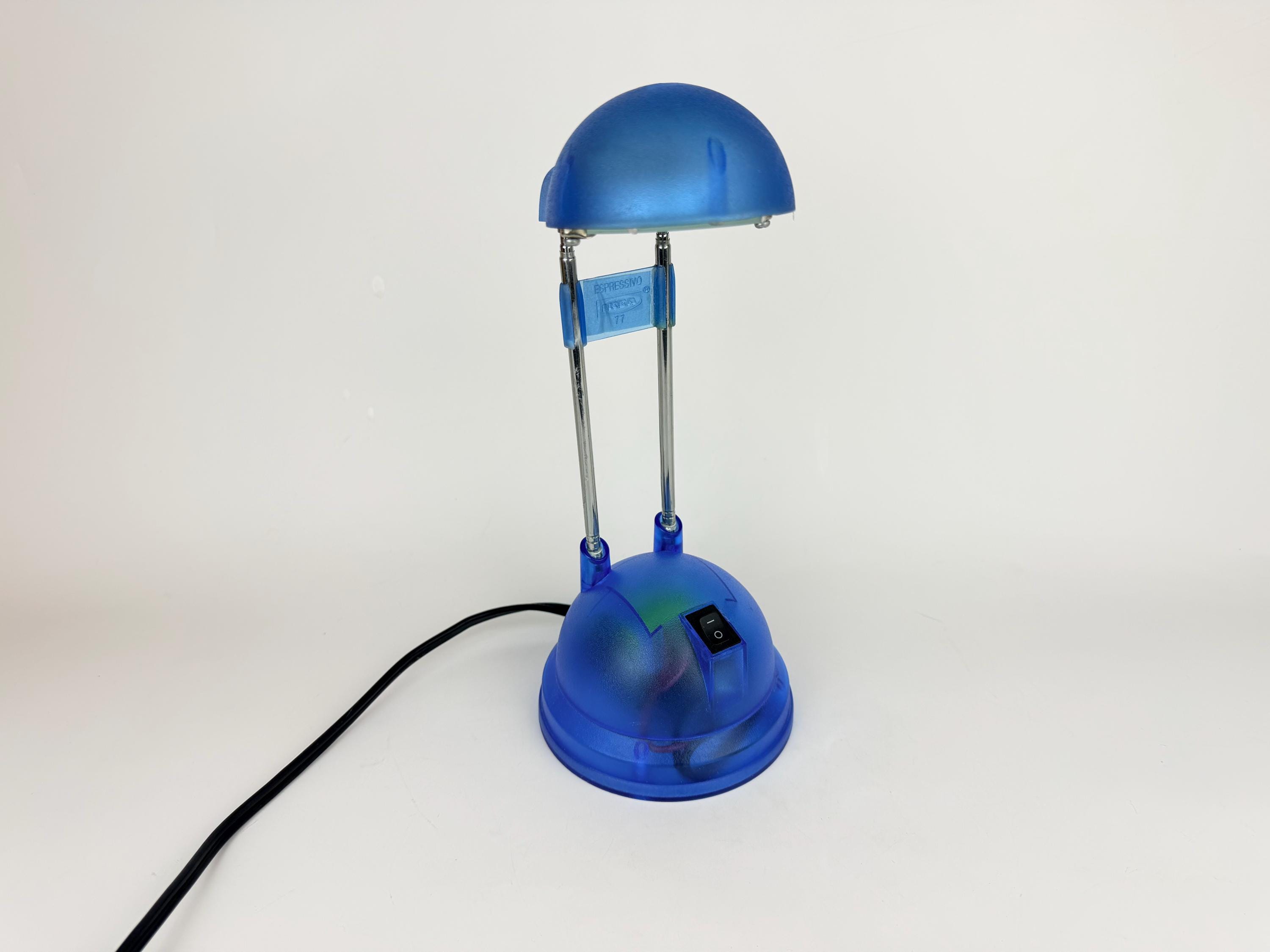 Vintage 90s IKEA 'ESPRESSIVO' Clear Blue Tabletop Desk Lamp
