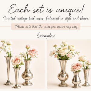 Vintage Curated & Assorted Silver Vases - Centrepiece Wedding Floral Arrangements image 4