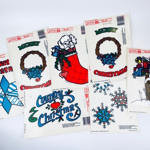 Vintage Weihnachts Static Cling Fenster Vinyl Art / Dekoration - Kinduell Screen Produkte (1989) - Einzeln Verkauft