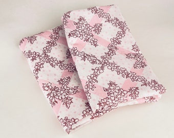 Vintage Sears &#39;Queen&#39; Pink Floral Pillow Covers - Set of Two (2) - Made In Canada