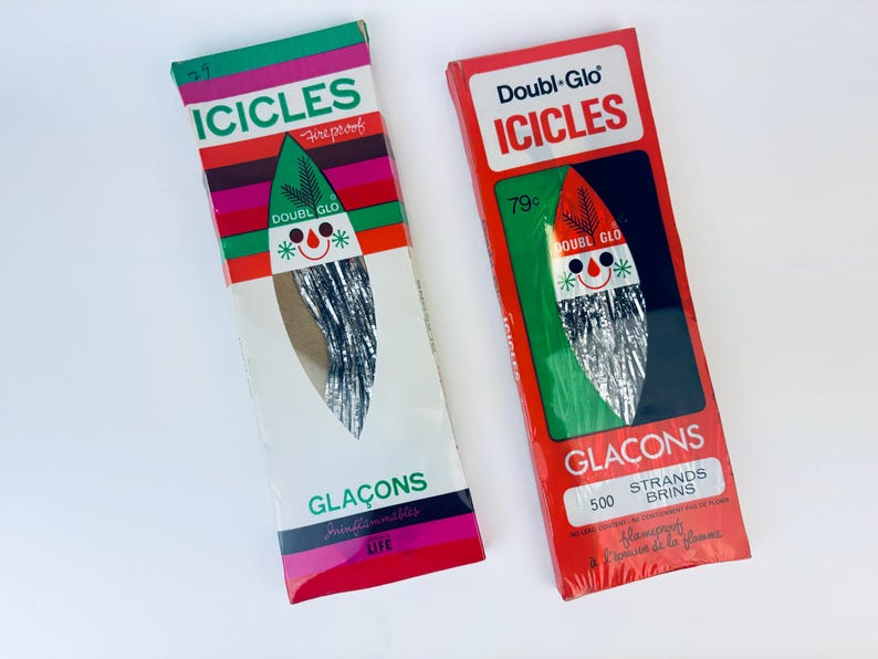 Vintage Flameproof Silver Christmas Tree icicles Tinsel Strands Made in