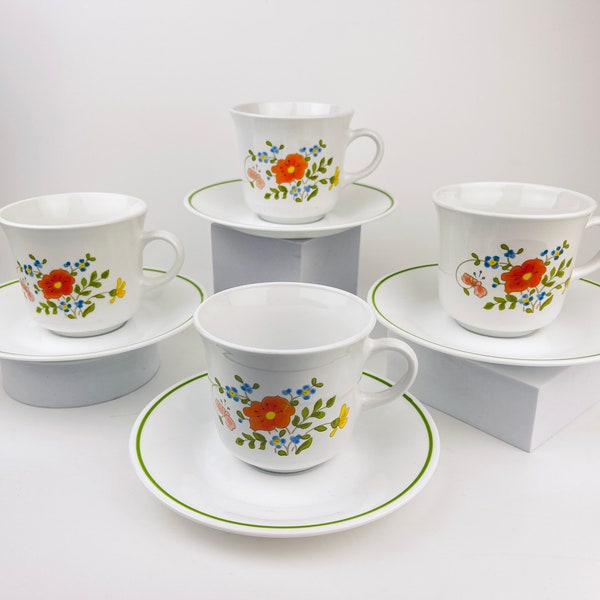 Vintage Corelle Wildflower Glass Cup + Saucer Replacement Set - Expressions - Made In USA - Sold Separately